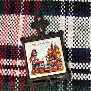 Vintage Cast Iron And Ceramic Tile “Universal Studios” Wall Plaque